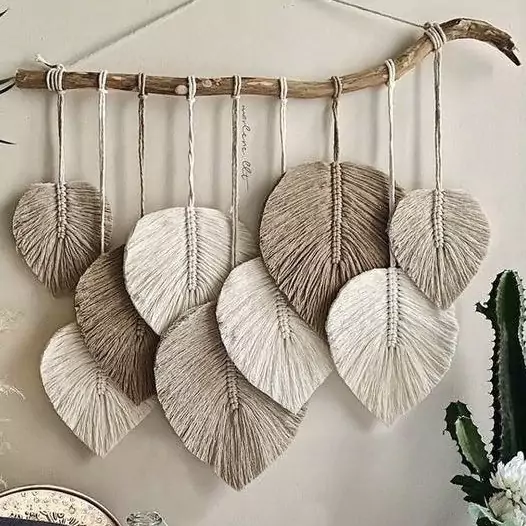 دیوارکوب برگ مکرومه کد 14 برند ریسمونک و رنگ دلخواه