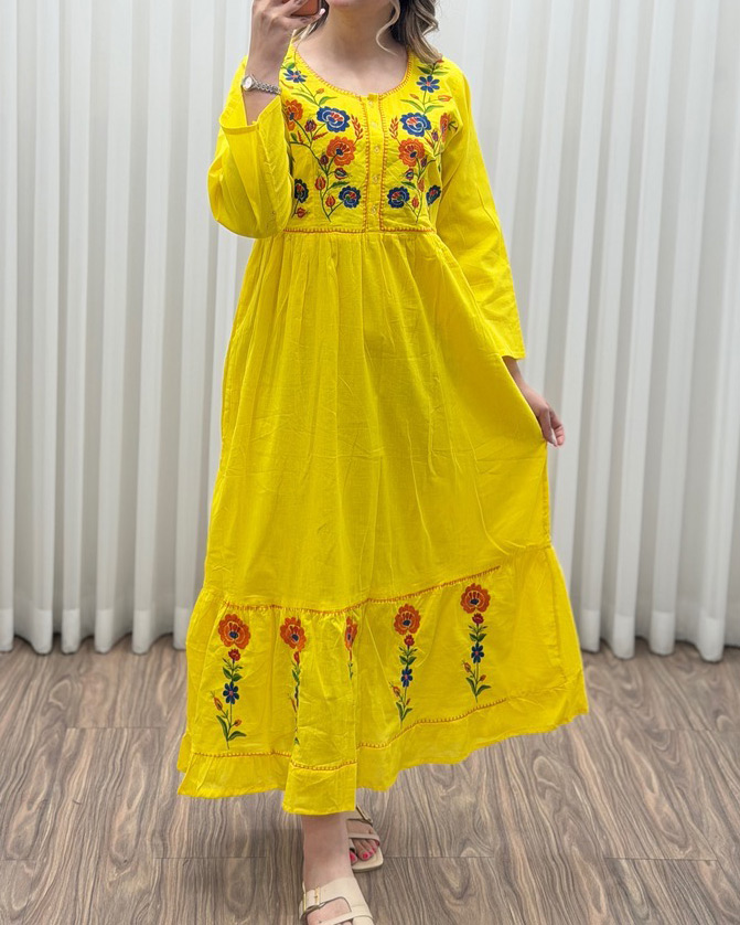 پیراهن گلدوزی هندی بلند SH7581