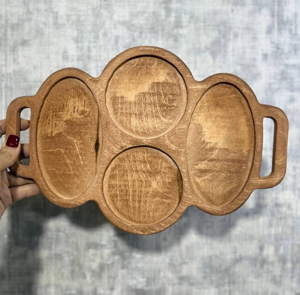 تنقلات و اردوخوری 4 خانه دسته دار چوبی