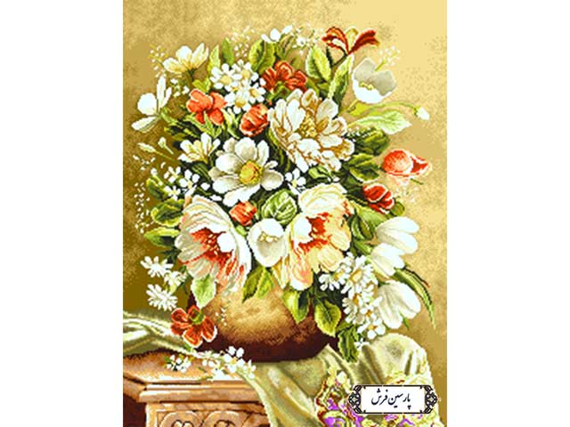 نخ و نقشه تابلو فرش آموزشی گلدان - کد NA7021