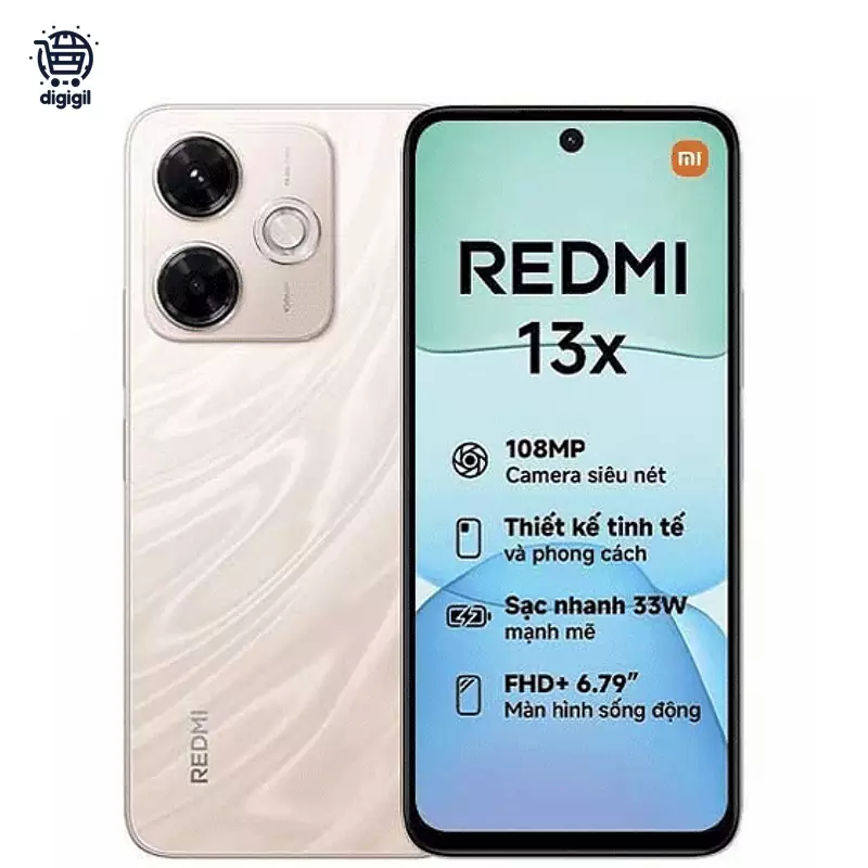 گوشی موبایل شیائومی مدل Redmi 13x ظرفیت 256 گیگابایت رم 8 گیگابایت - طلایی, 18 ماه گارانتی شرکتی