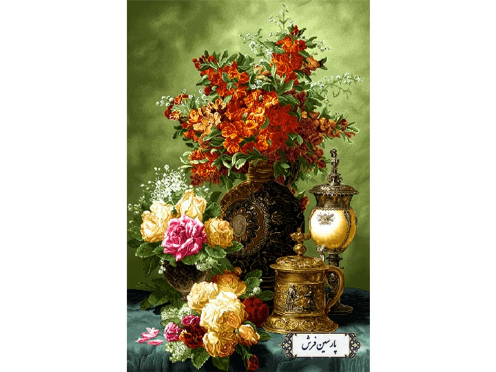 فروش نخ و نقشه تابلو فرش جام گلدان اشرافی - کد NG1423