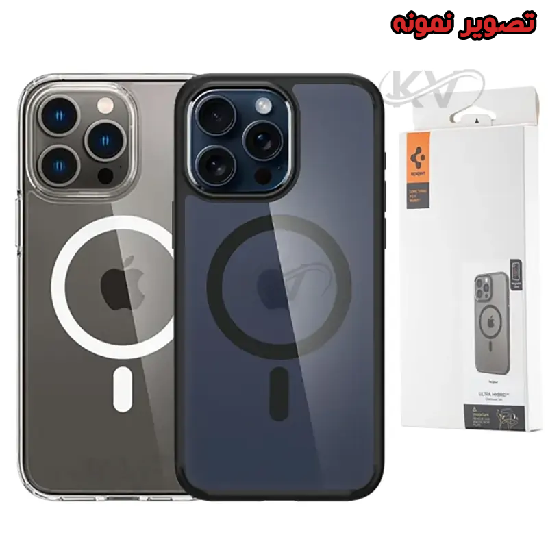 قاب پشت کریستالی سامسونگ S24 Ultra مدل Ultra Hybrid برند Spigen با پشتیبانی مگ سیف