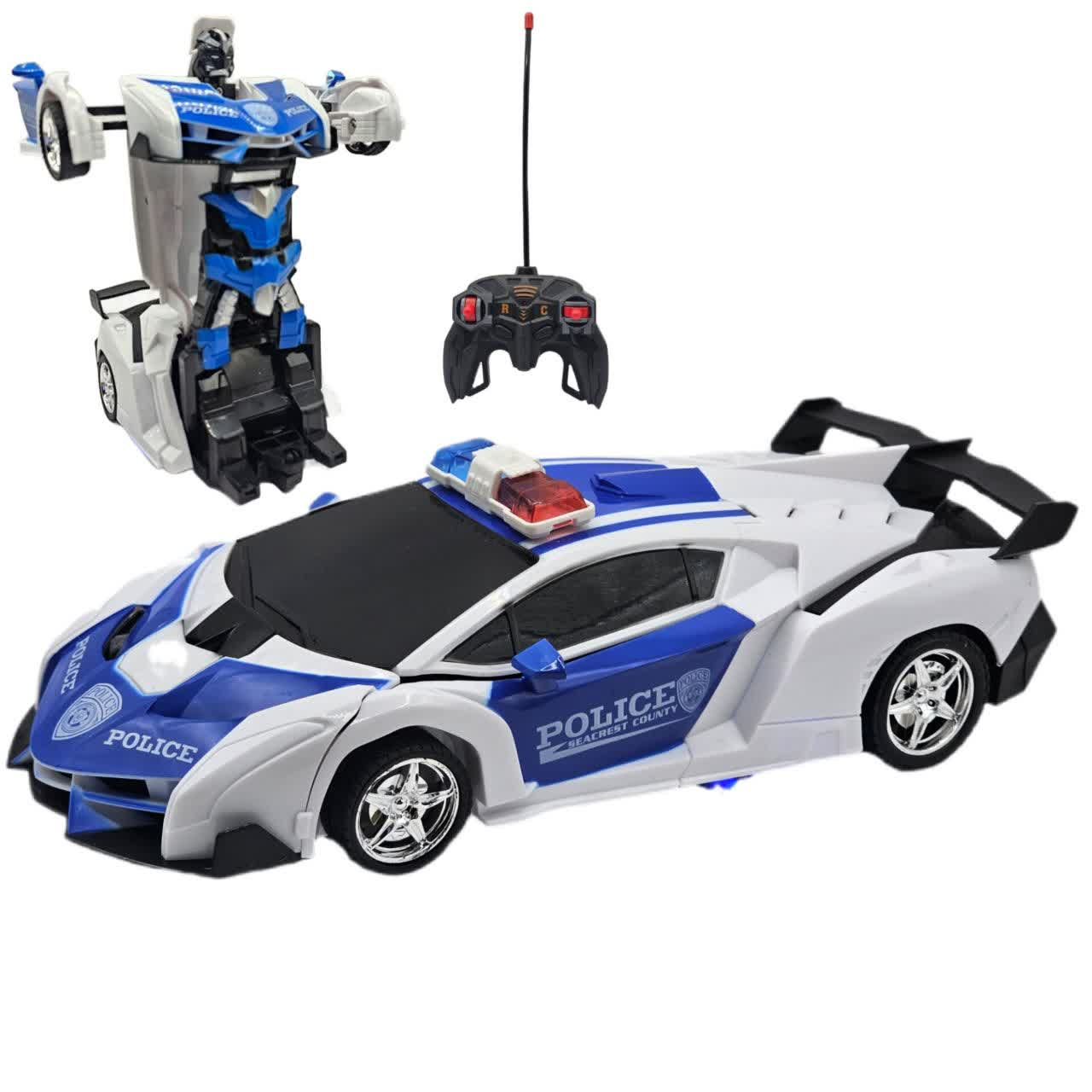 ماشین بازی کنترلی ناب سل مدل لامبورگینی پلیس تبدیل شونده شارژی چراغدار کد LAMBORGHINI REMOTE CONTROL DEFORMED CAR WITH LIGHT
