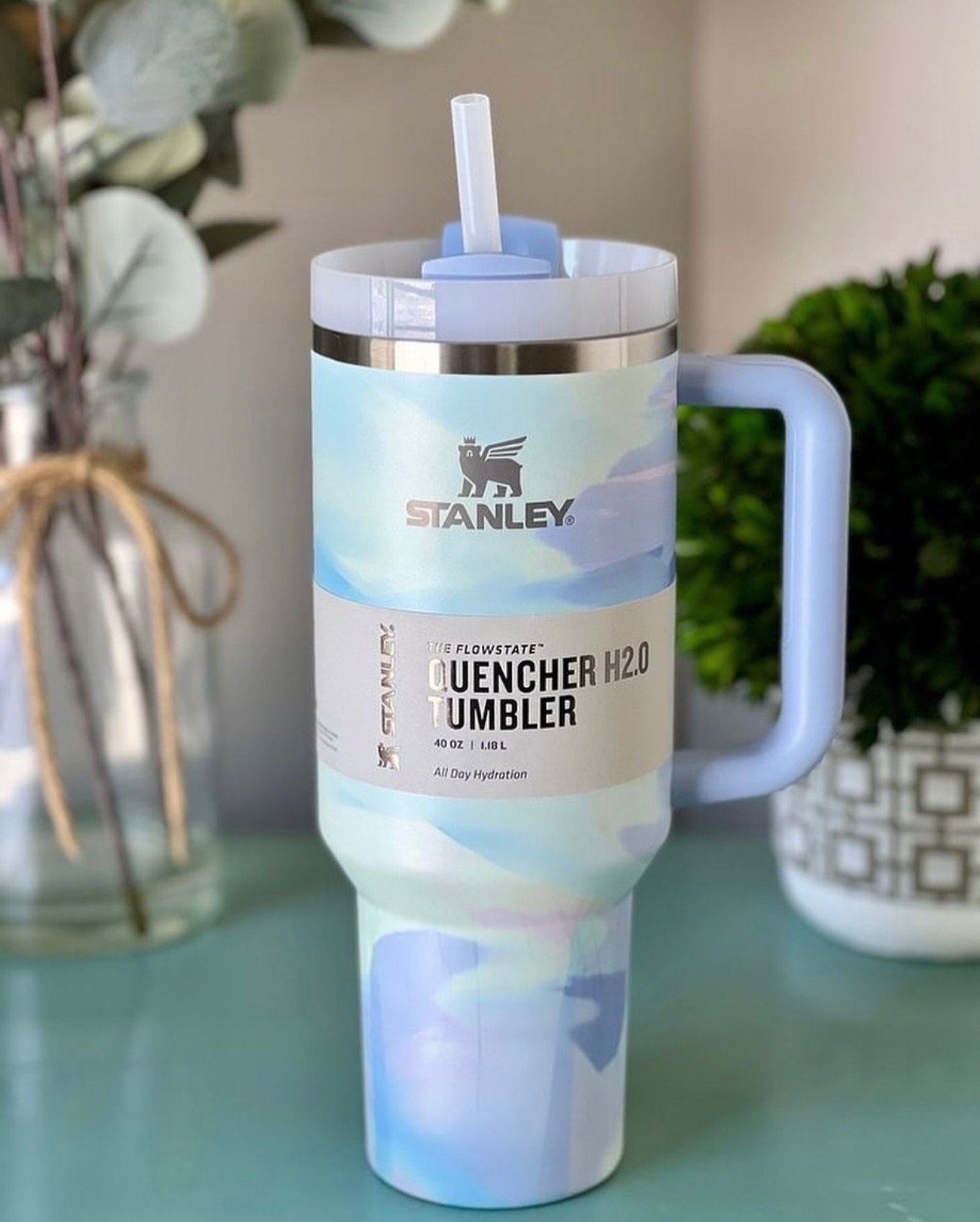 تراول ماگ تامبلر استنلی مدل QUENCHER H20 TUMBLER سبز آبی