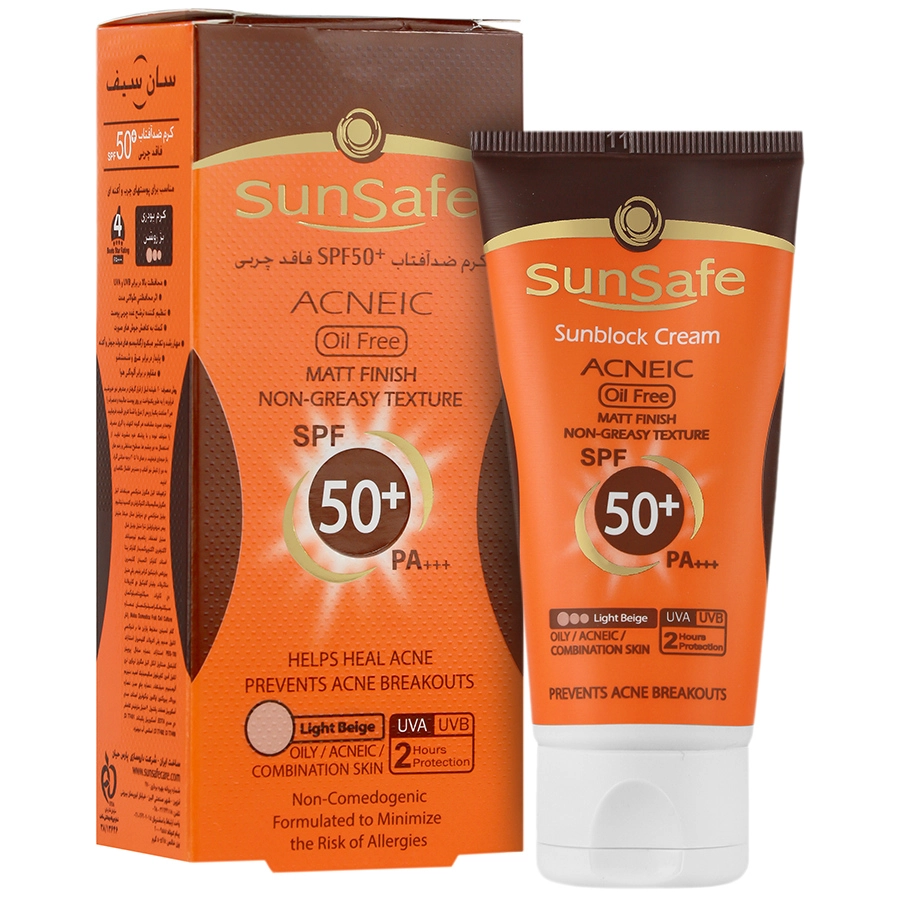 کرم ضد آفتاب پوست های چرب و آکنه ای سان سیف بژ روشن SPF50