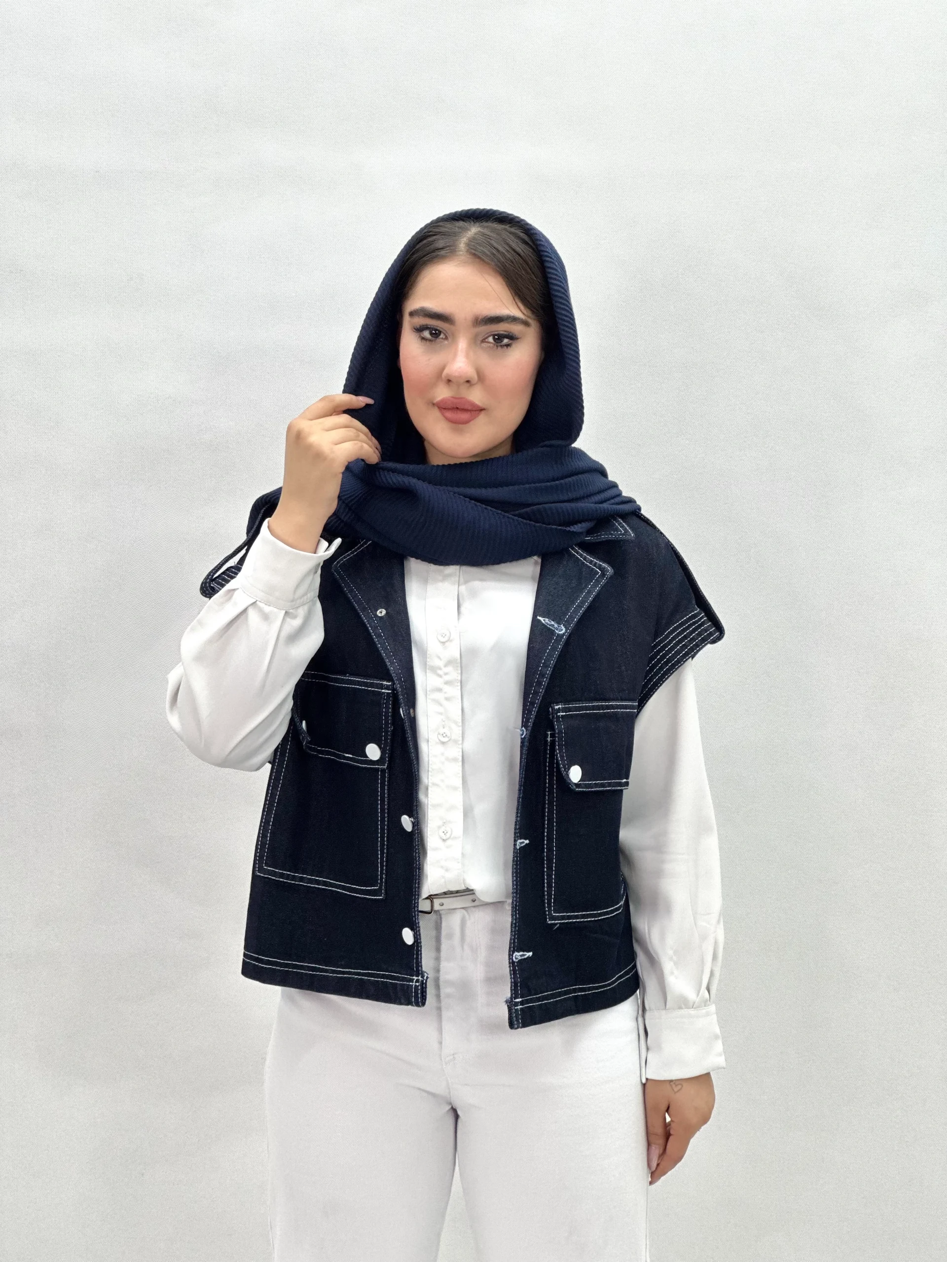 وست جین دوخت سفید-2989 - 1