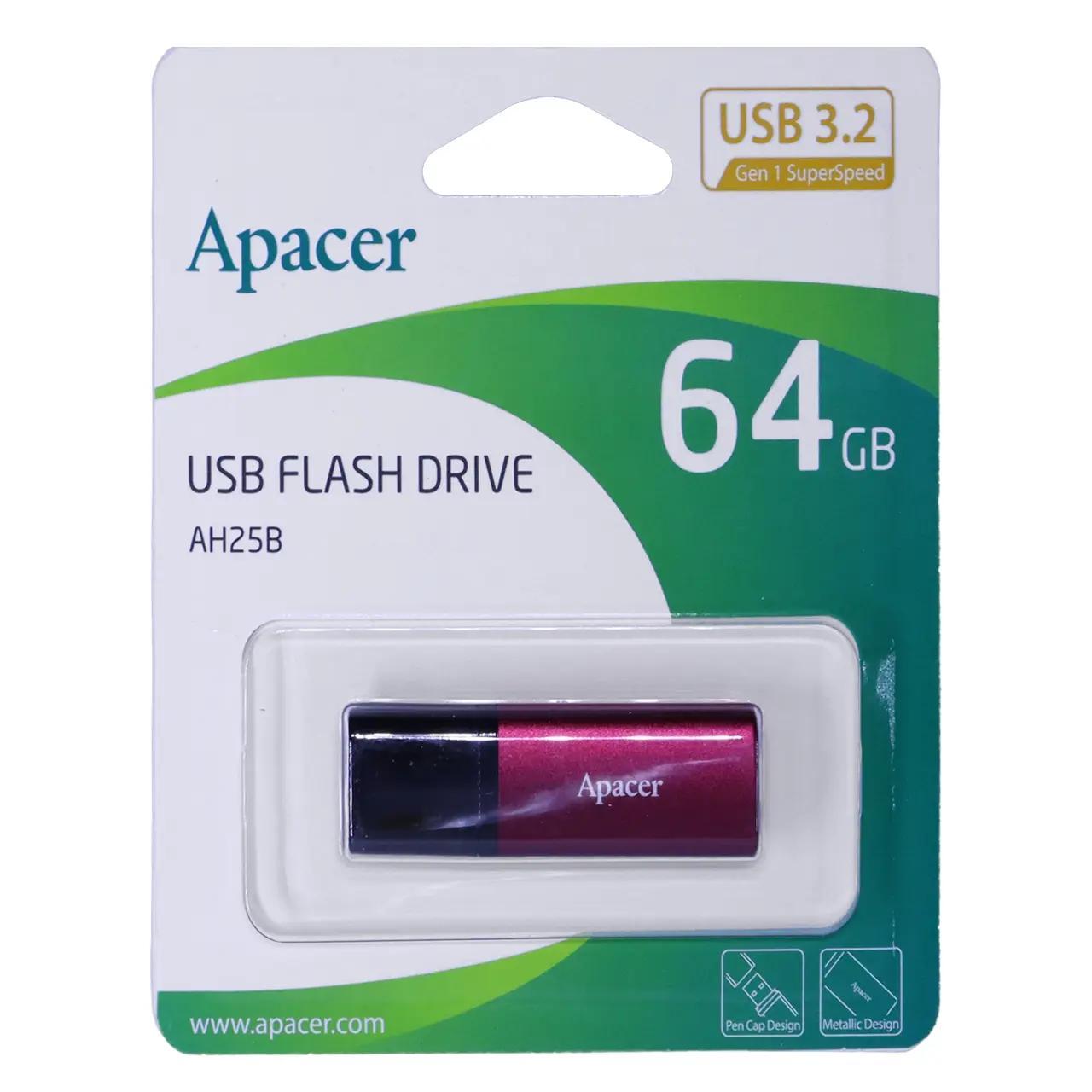 فلش مموری Apacer مدل AH25B USB3.2 ظرفیت 64GB - قرمز