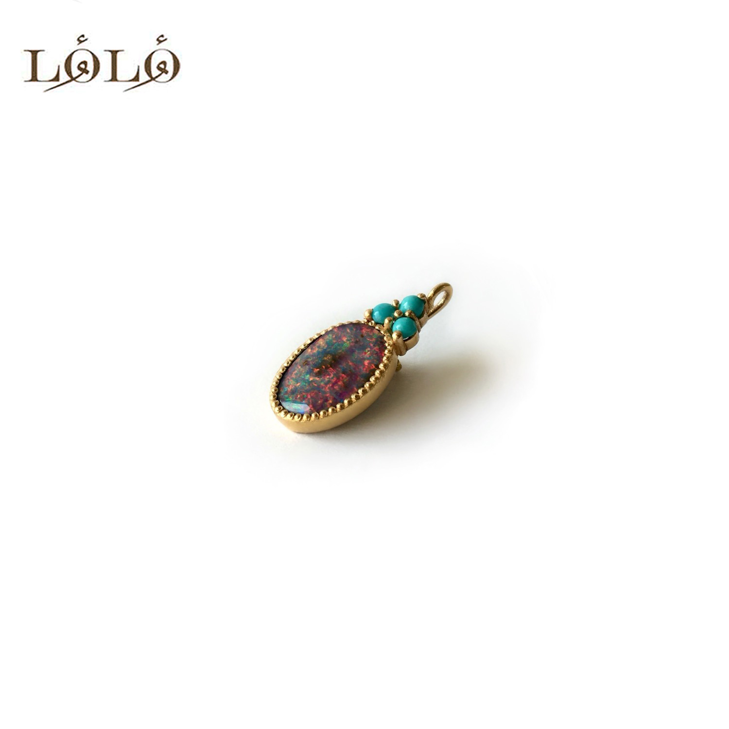 آویز طلا اپال و فیروزه