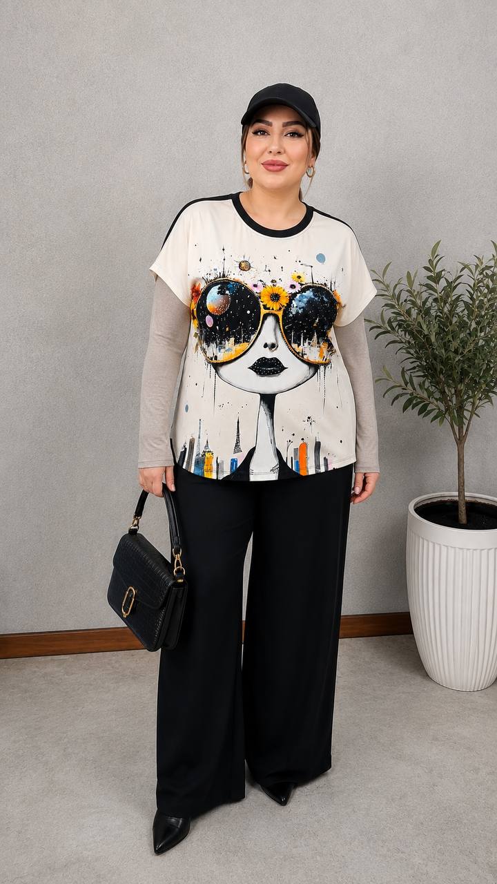 تیشرت زنانه طرحدار - 2