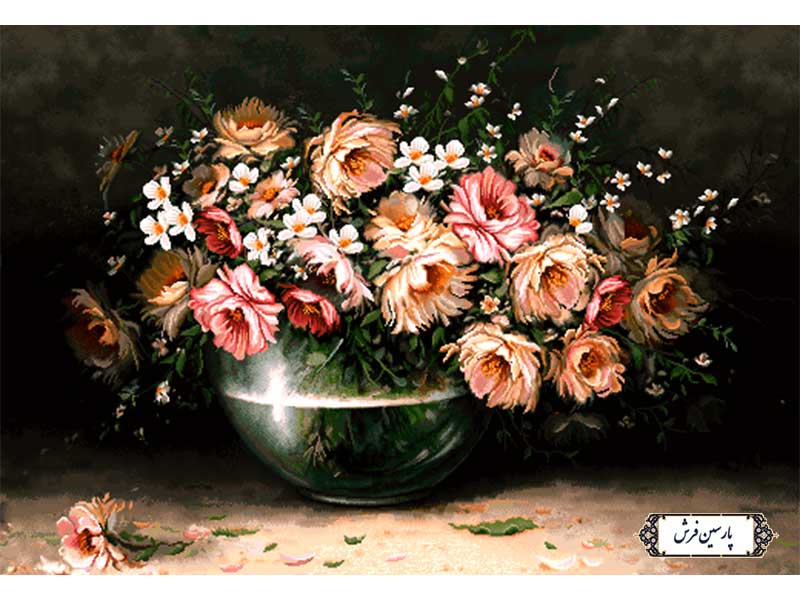 نخ و نقشه تابلو فرش گل ها با تنگ بولورین - کد NG1510