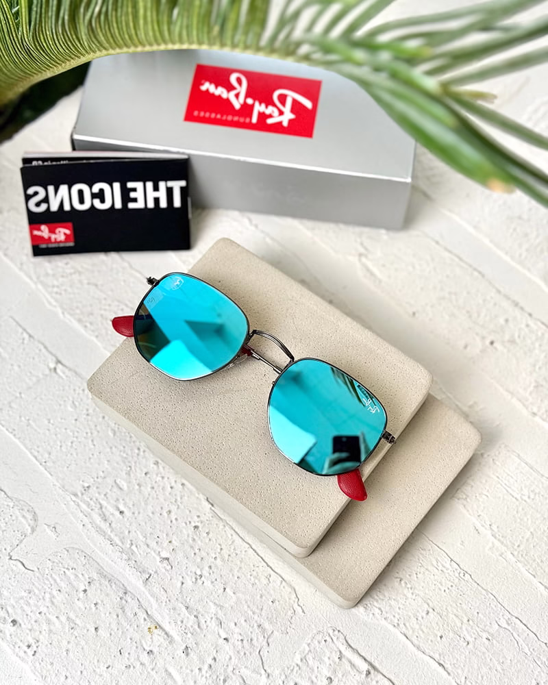 عینک آفتابی اسپرت ریبن  مدل RayBan RB3548NM - فريم نوك مدادي عدسي آبي آيينه اي