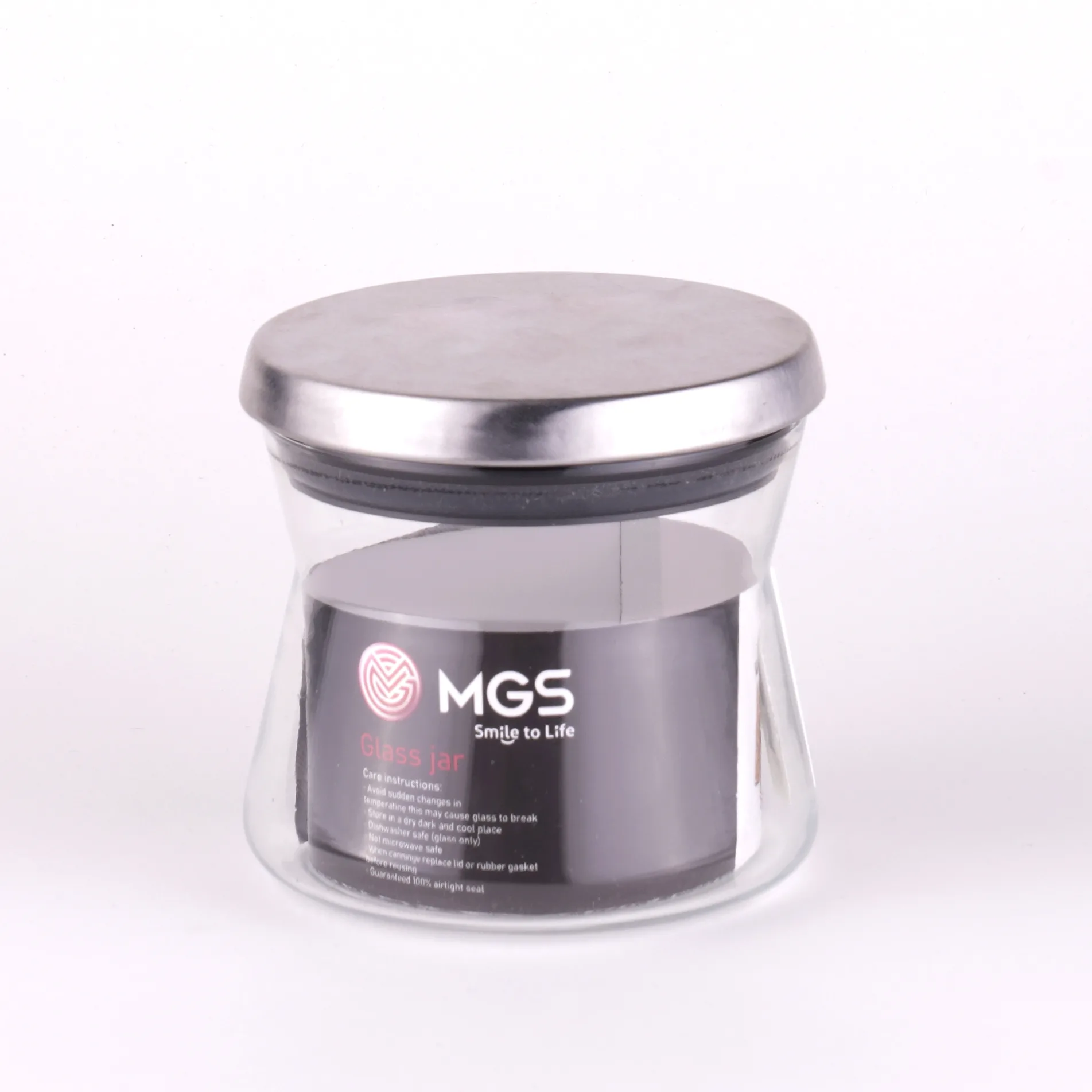 MGS -جا حبوبات شیشه ای با درب استیل 300b300s