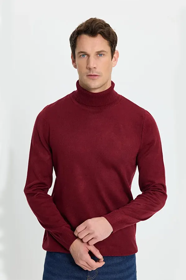 پلیور بافت یقه اسکی مردانه Tudors مدل Slim Fit Narrowed