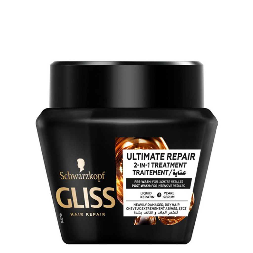 ماسک مو های کراتینه گلیس مشکی مدل Ultimate Repair حجم 300 میلی لیتر