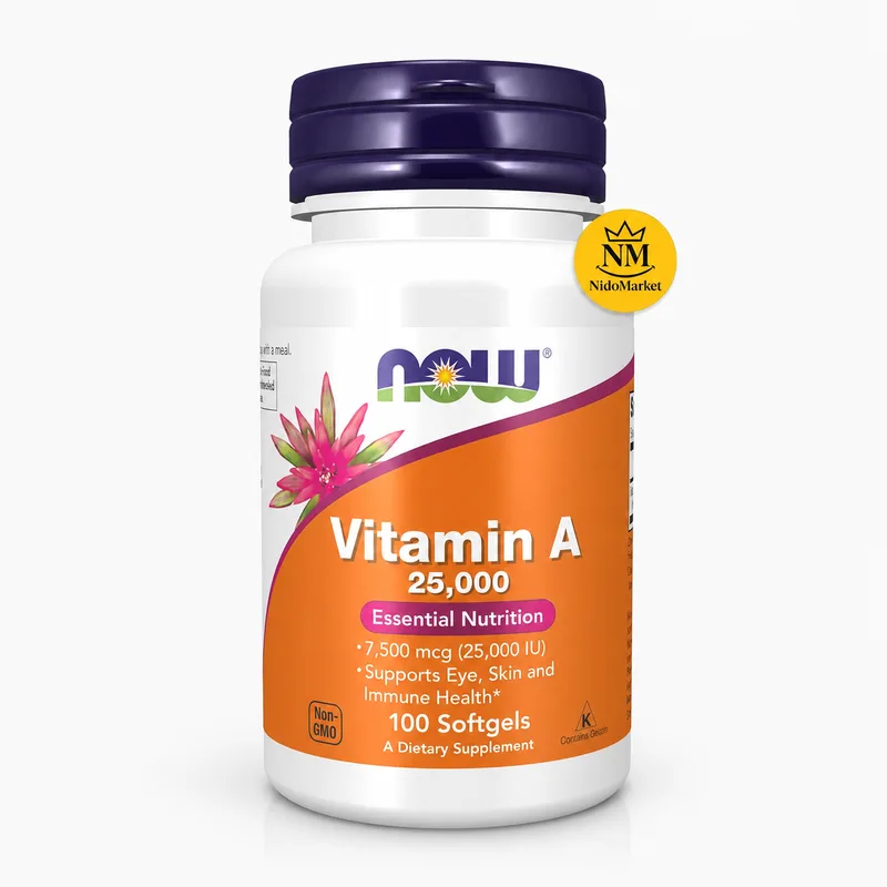 سافت ژل ویتامین A ناو 100 عددی NOW Vitamin A 25000 IU