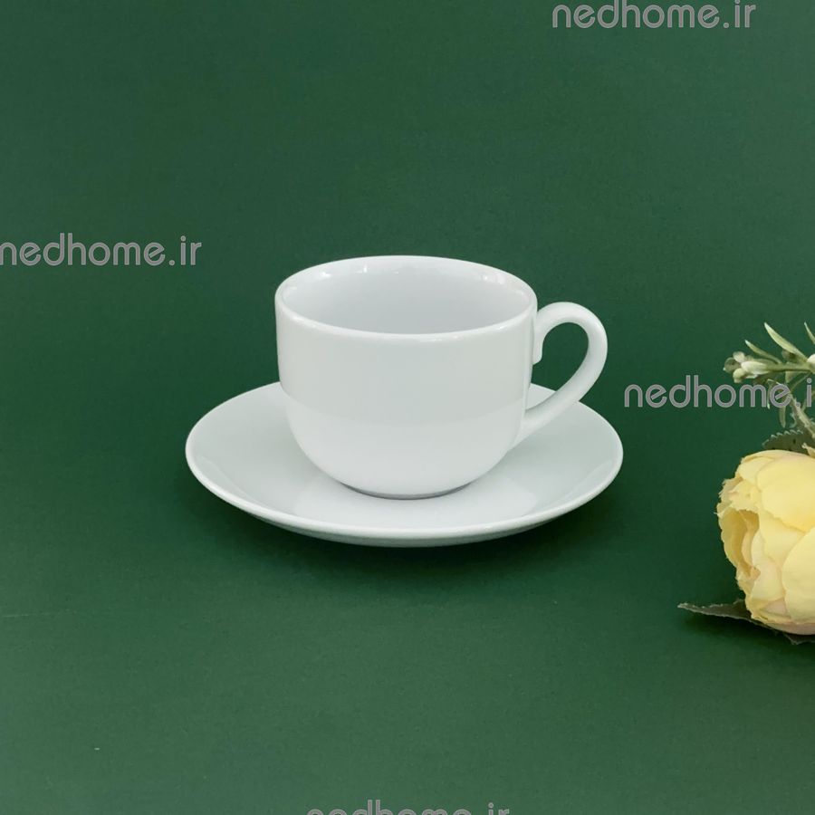 فنجان و نعلبکی تک چینی زرین طرح سفید ایتالیا اف فله ای – درجه یک