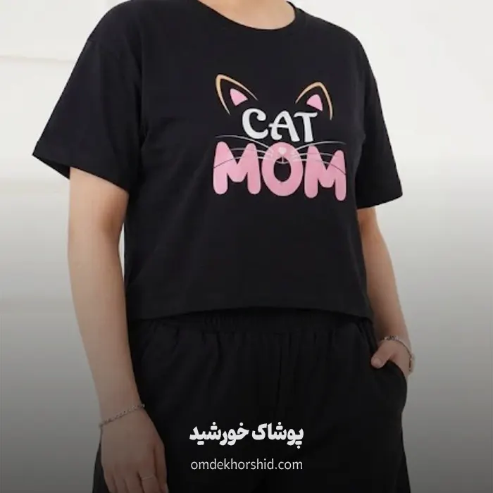 ست تاپ شلوارک پنبه cat mom