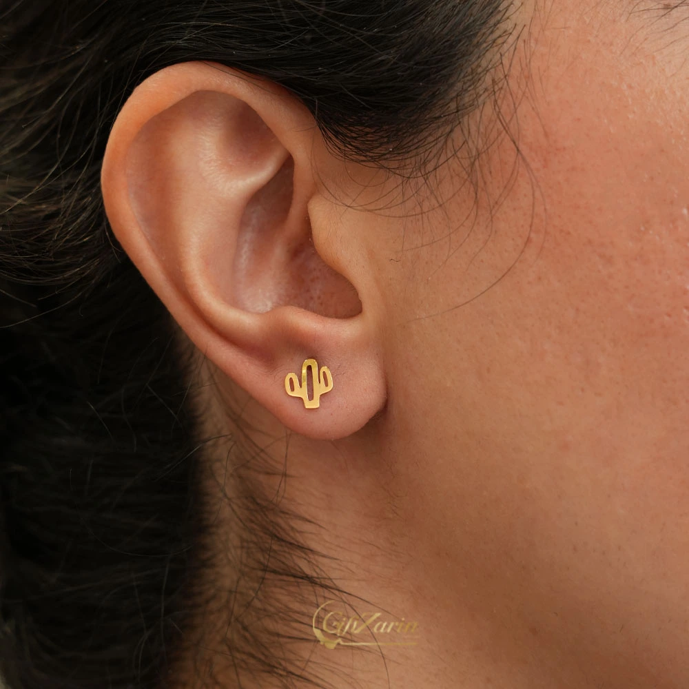 گوشواره میخی طلا کاکتوس E129