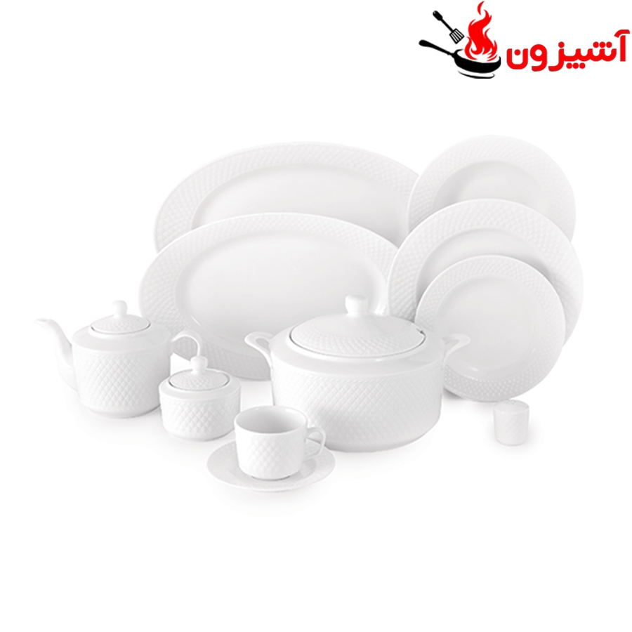 سرویس چینی 102 پارچه 12 نفره کامل سفید رادیانس