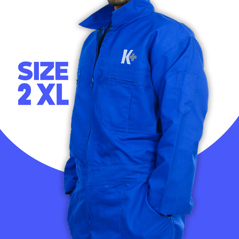 لباس کار سرهمی آبی با گلدوزی +K سایز دو ایکس لارج ( 2XL )