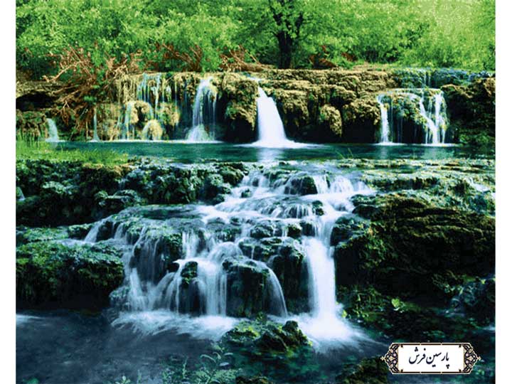 نخ و نقشه تابلو فرش منظره رود و آبشار - کد NV779