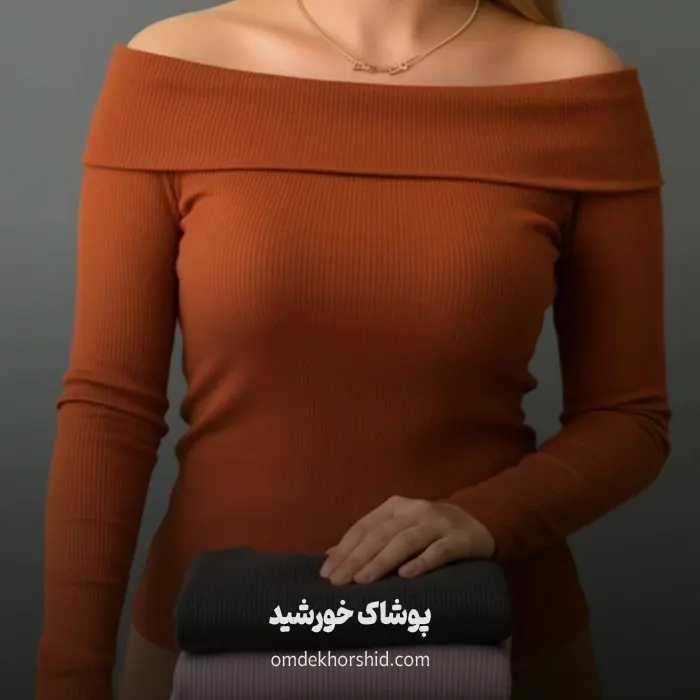 بلوز کراپ یقه قایقی