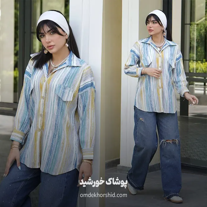 شومیز جلو دکمه آبرنگی