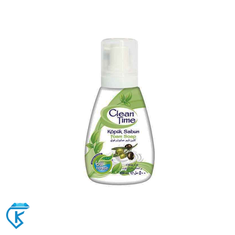 صابون مایع فومی 500 میلی با رایحه روغن زیتون Clean time