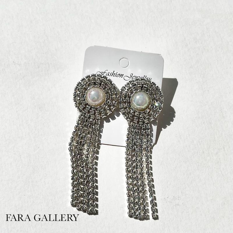 گوشواره مروارید و نگینی کدEF16