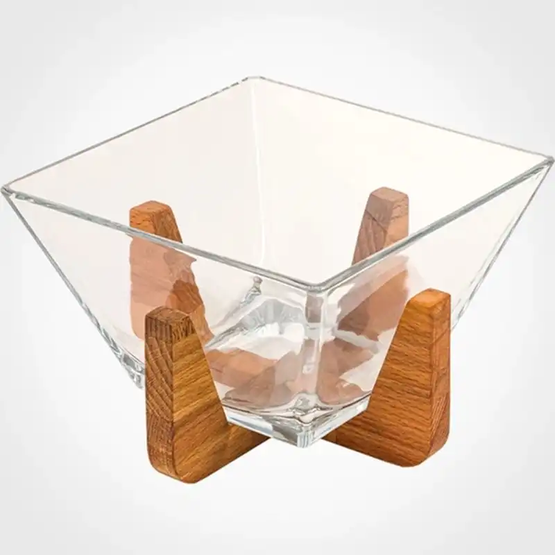 آجیل خوری شیشه ای پایه چوبی لیمون کد 217259