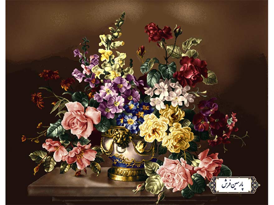 نخ و نقشه تابلو فرش گل و گلدان مجلسی - کد NG1550