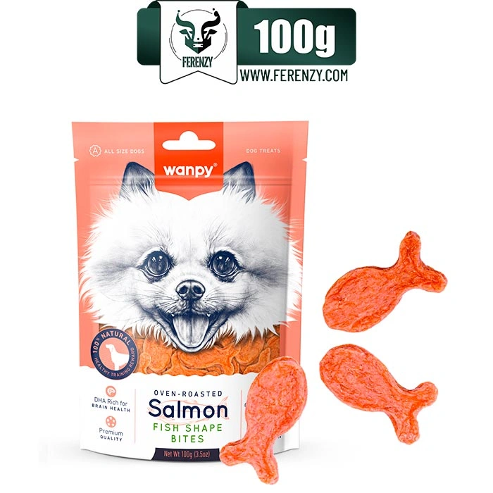 تشویقی سگ ونپی طرح ماهی با طعم سالمون وزن 100 گرم Wanpy Salmon Fish Shape Bites