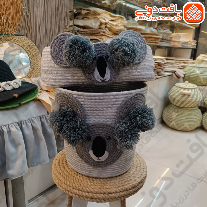 سطل و جا دستمال کاغذی قیطان کنفی خرسی کد 9615