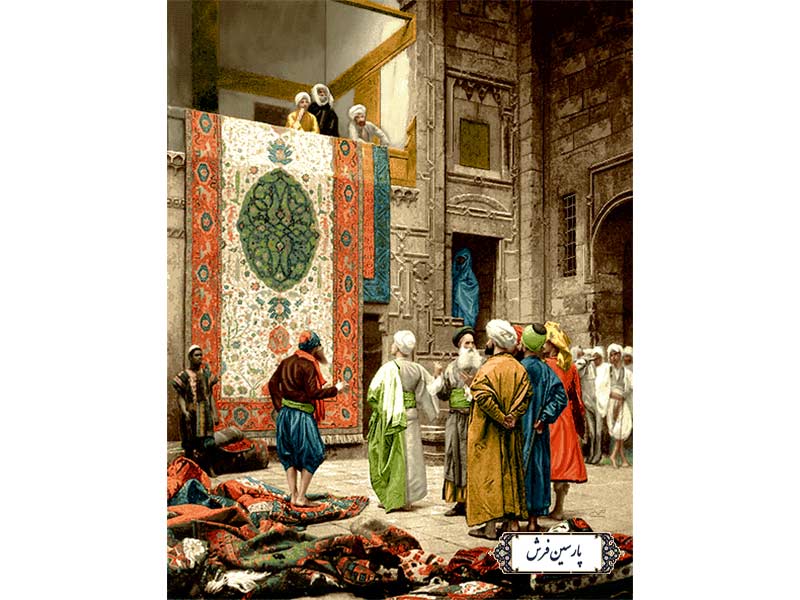 نخ و نقشه تابلو فرش طرح بازار قاهره - کد NF2277