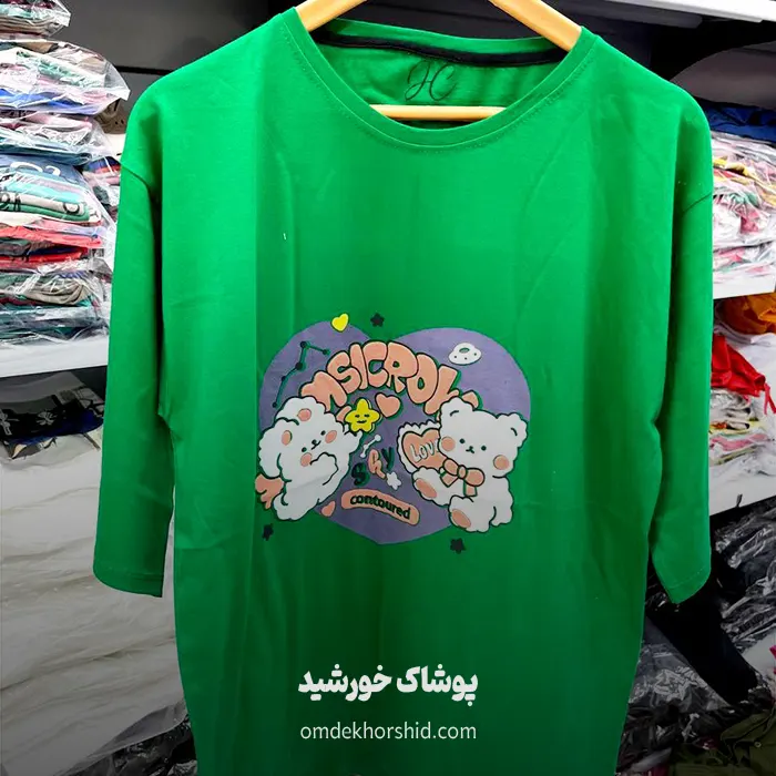 تیشرت پنبه چاپ‌ پوفکی خرسی
