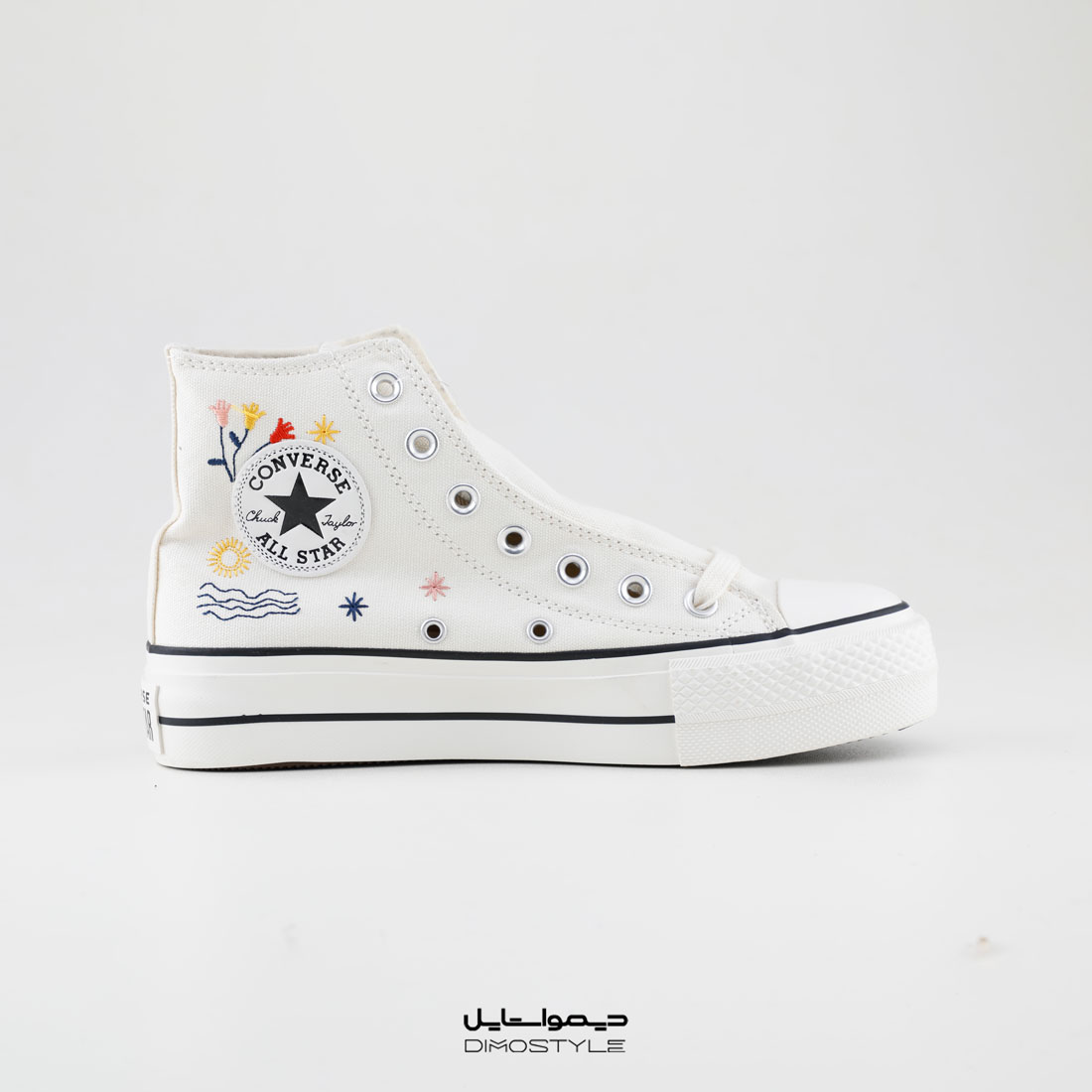 کفش اسپرت کانورس زنانه ساق مدل ماه خورشید سفید CONVERSE BEIGE/WHITE