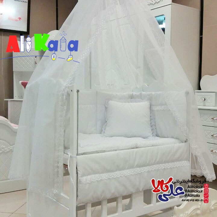 تخت و گهواره کنار تخت مادر چوبی MDF مدل بدنه وکیومی