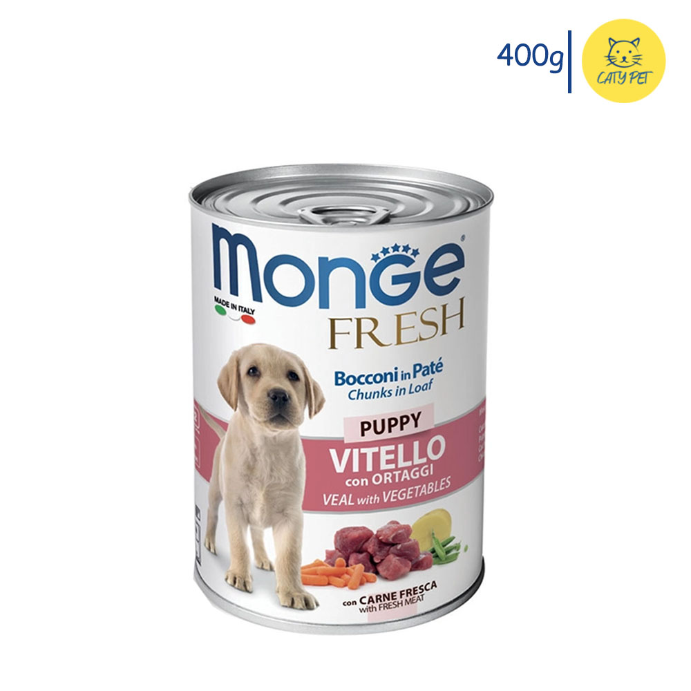 کنسرو توله سگ مونژه Monge Fresh Puppy Dog Chunks in Loaf گوشت گوساله و سبزیجات وزن 400 گرم
