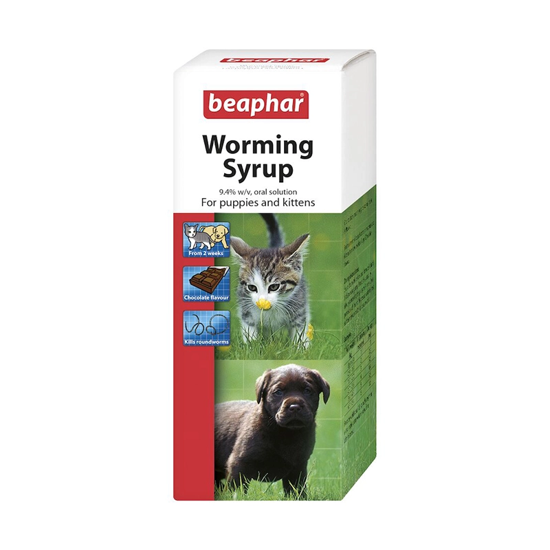 شربت ضد انگل بیفار مخصوص توله سگ و بچه گربه (۴۵ میلی‌لیتر)Beaphar Worming Syrup for Puppies &amp; Kittens