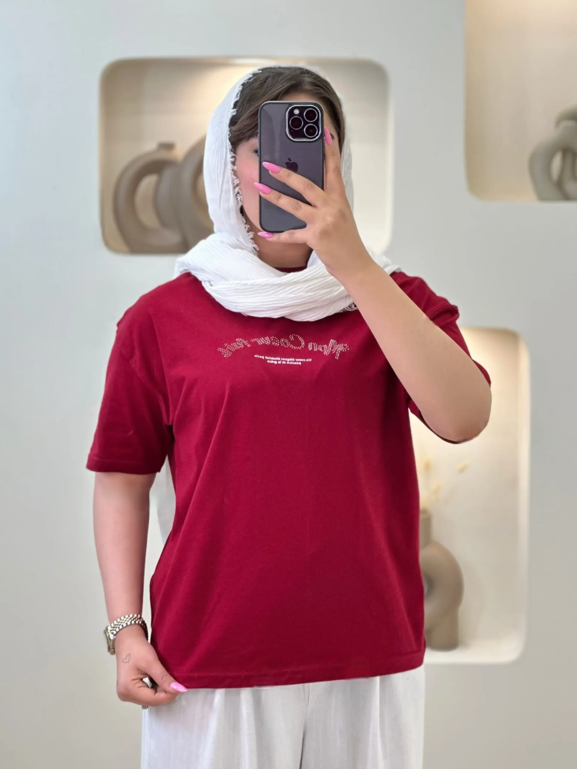 تیشرت نوشته ریز نگینی-11779