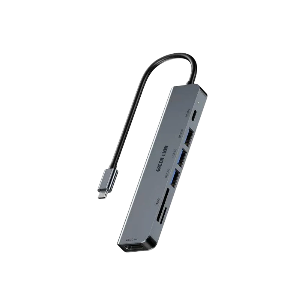 هاب 7 پورت تایپ سی گرین لاین Green Lion 7 in 1 USB-C Hub GHB-9