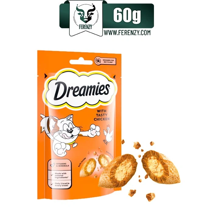 تشویقی گربه دریمیز طعم مرغ وزن 60 گرم Dreamies Chicken