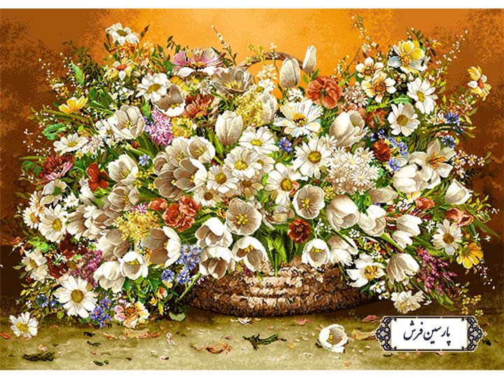 نخ و نقشه تابلو فرش طرح سبد گل - کد NG1632
