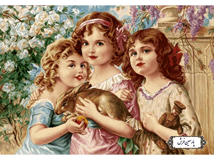 نخ و نقشه تابلو فرش طرح سه کودک زیبا - کد NC6359