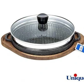 تابه گریل چدن گرد بزرگ با چوب یونیک کد UN-6001
