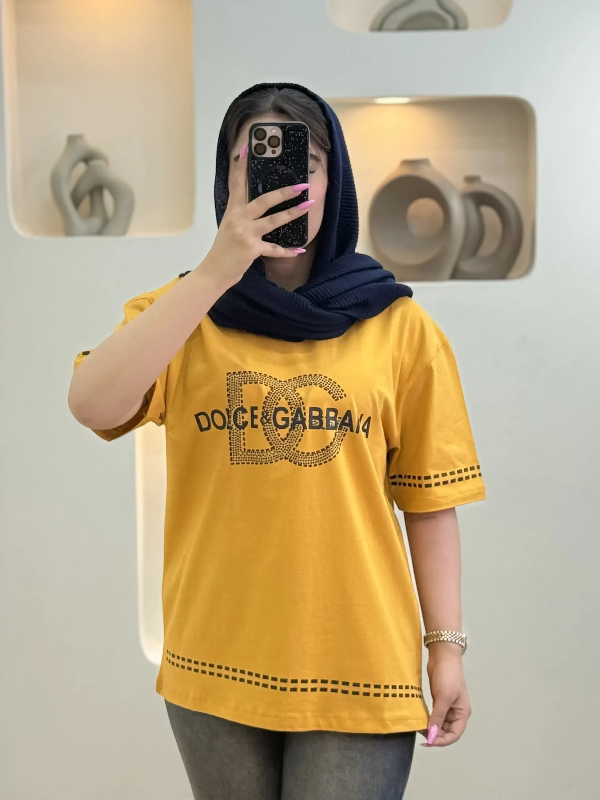 تیشرت لانگ (Gabbana)-11857 - خردلی
