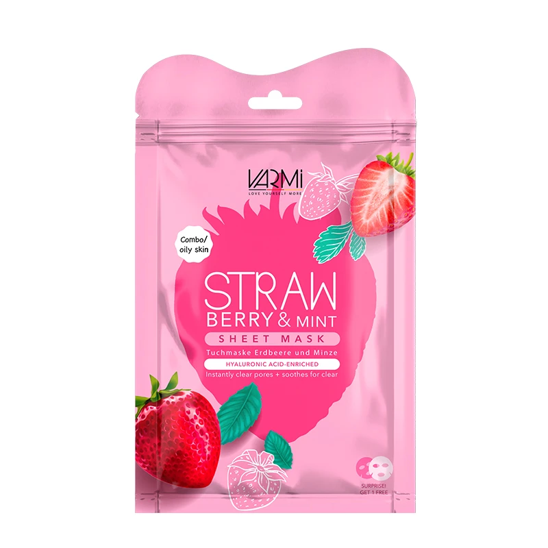 ماسک صورت آبرسان و مغذی وارمی مدل توت فرنگی و نعناع مناسب پوست چرب و مختلط بسته 2 عددی حجم 25 میلیلیتر