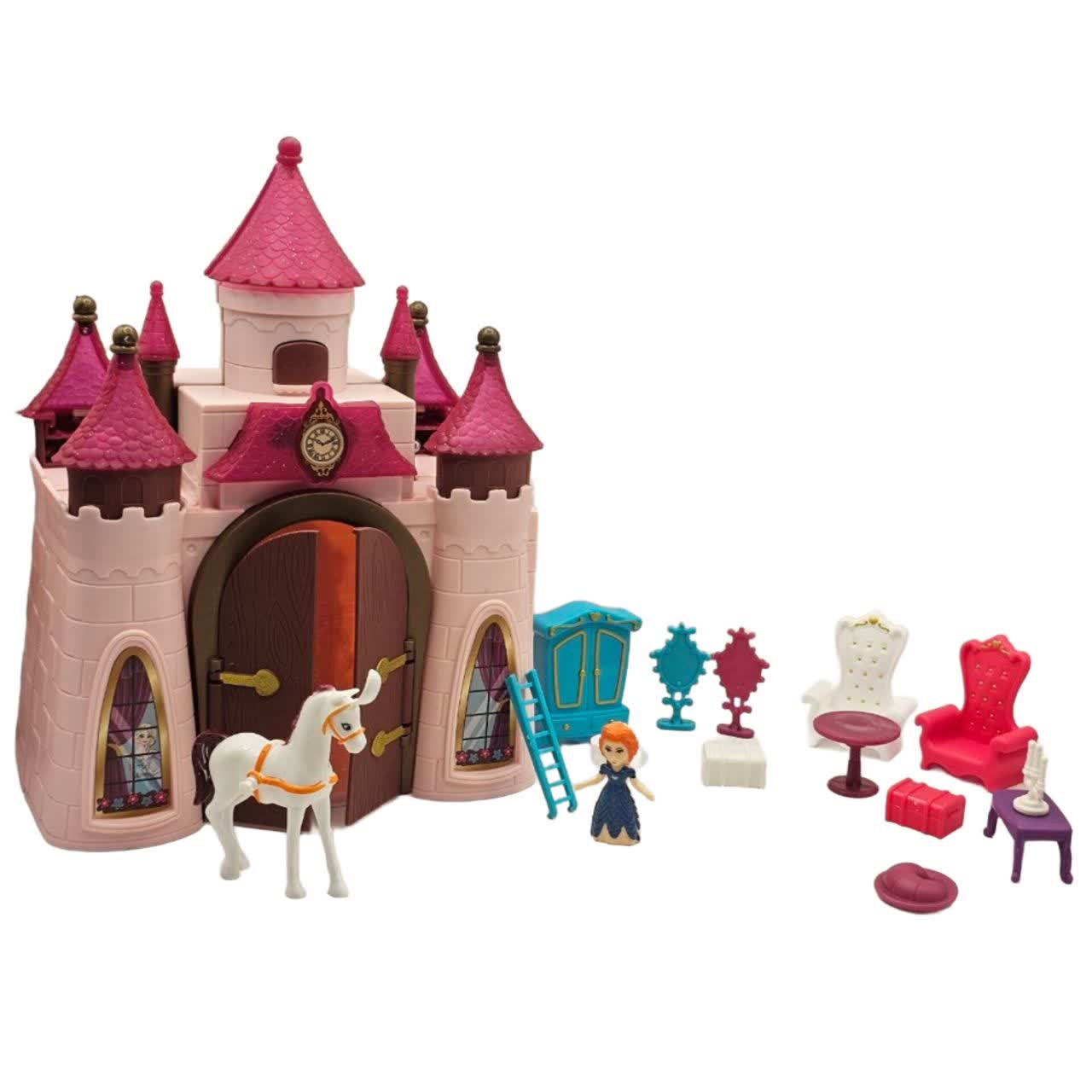 اسباب بازی ناب سل مدل خانه عروسکی طرح قصر رویایی سقف اکلیلی موزیکال چراغدار کد FUNNY DREAM CASTLE مجموعه 16 عددی