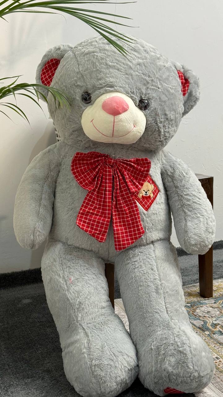 عروسک خرس پاپیونی طوسی
